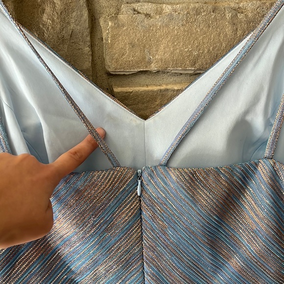 NWT Nightway Metallic Blue & Rose Gold Gown Size 12 - Picture 15 of 16